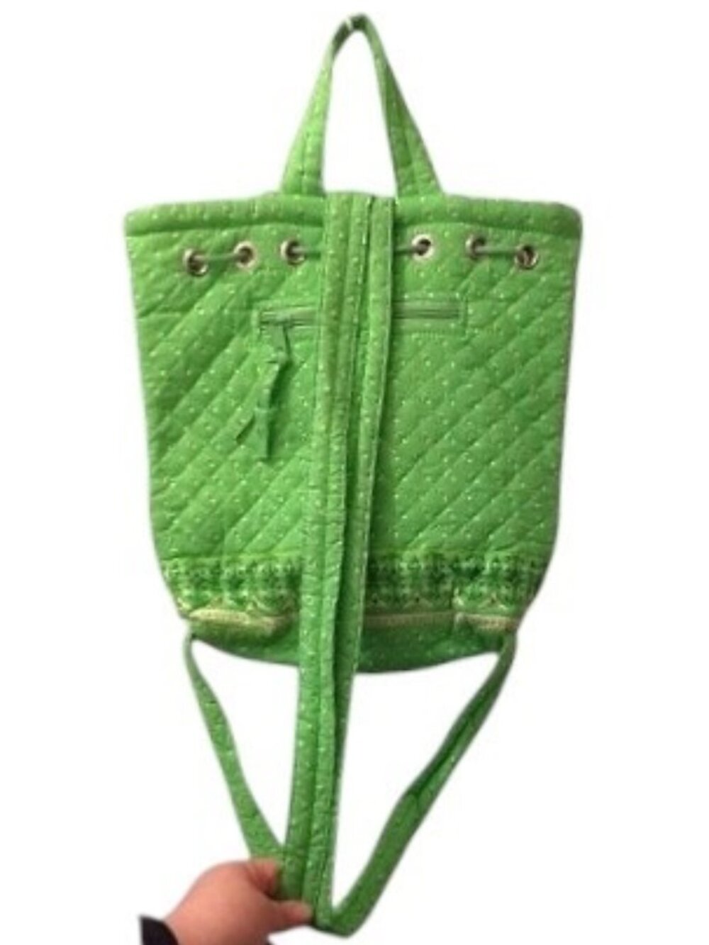 Spring Summer Green Quilted Backpack Purse - Picture 7 of 10